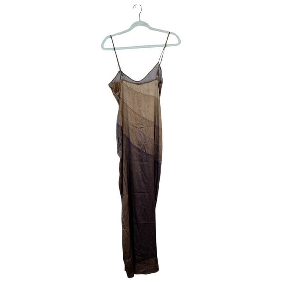 SKIMS Silk Slip Dress High Slit Nude Print Brown Size XS Elegant Party Sexy - Picture 3 of 7